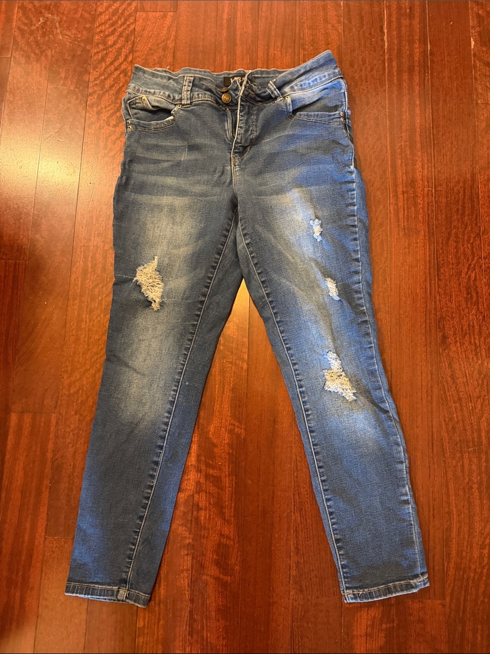 Royalty For Me Distressed Dark Blue Skinny Jeans